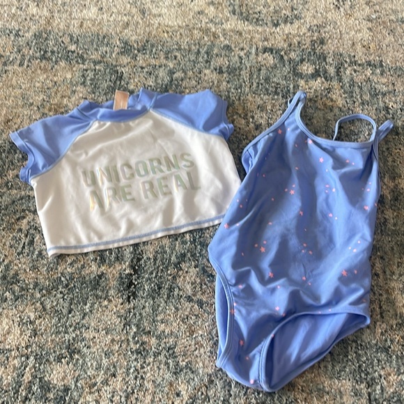 Cat & Jack Rashguard Set + Tropical Floral cutout Swimsuit + 2 Cover Ups (M 7/8) - Picture 2 of 7